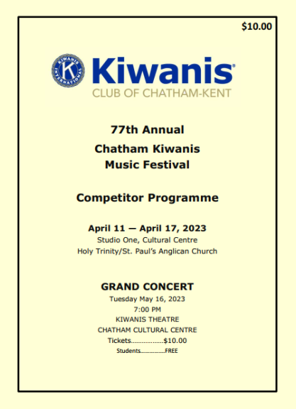 Program Chatham Kiwanis Music Festival 2023